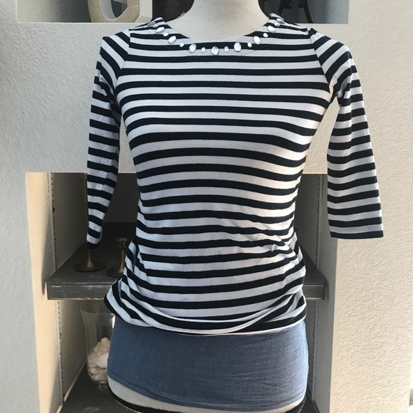 SOPRANO Striped Knit Shirt Women's Small EUC Top - Picture 1 of 7